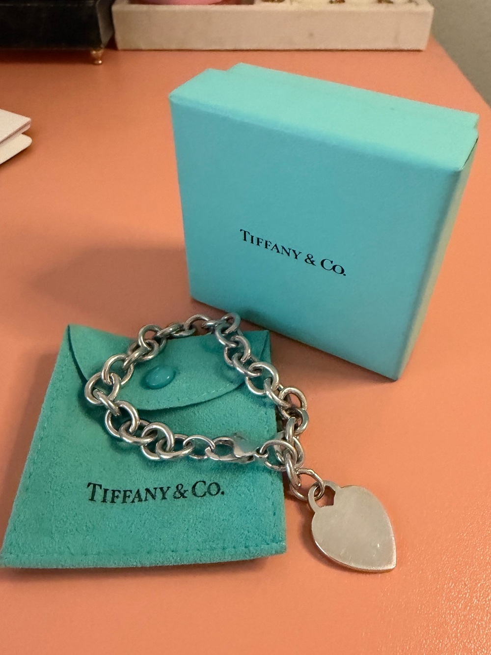 Tiffany & Co. Sterling Silver Heart Tag Charm Bracelet - 7IN